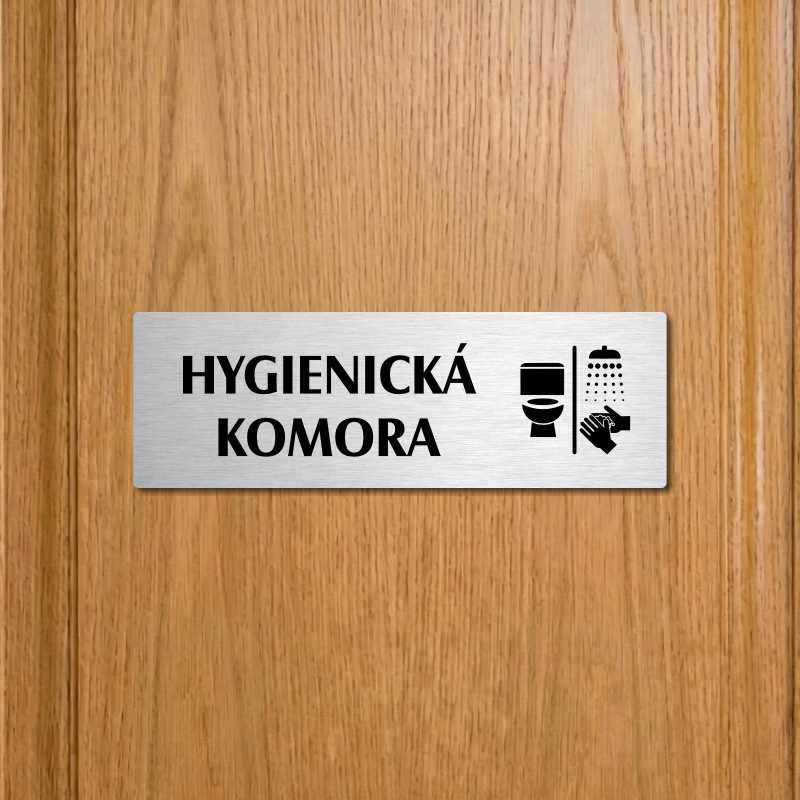 Hygienická komora, 200x66mm, stříbrná popiska s okrasným rámečkem  